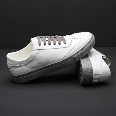 Shoe 2021 spring new men's white leather casual shoes small white shoes European station trend versatile men's shoes