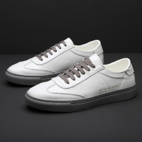 Shoe 2021 spring new men's white leather casual shoes small white shoes European station trend versatile men's shoes