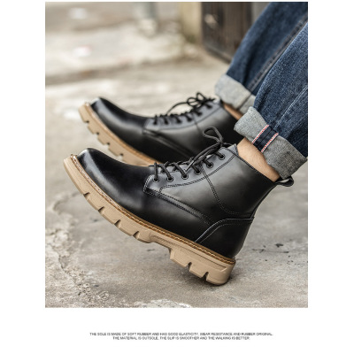 Men's shoes 2021 spring and autumn new men's casual shoes Martin boots high top tide shoes Europe and America retro real leather shoes men's boots